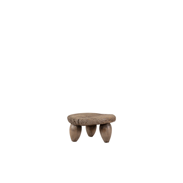 Mesa auxiliar redonda de madera con tres patas de madera
