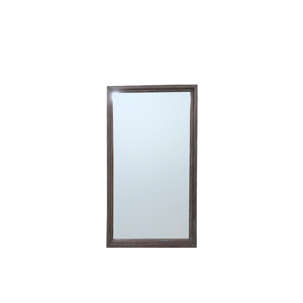 Espejo rectangular con marco de madera oscuro