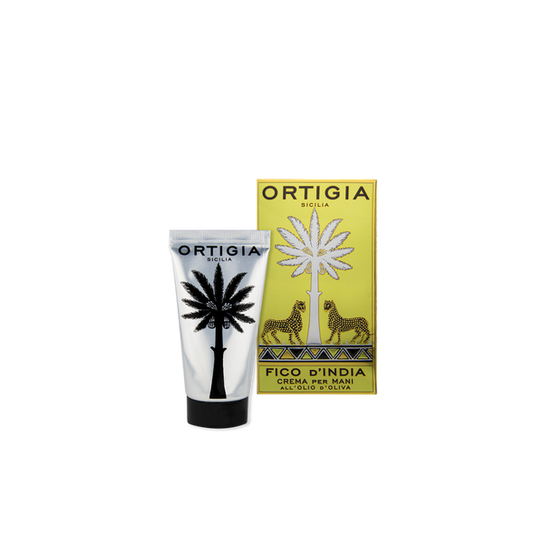Crema de manos Fico d'India en tubo blanco con logotipo y tapa negra