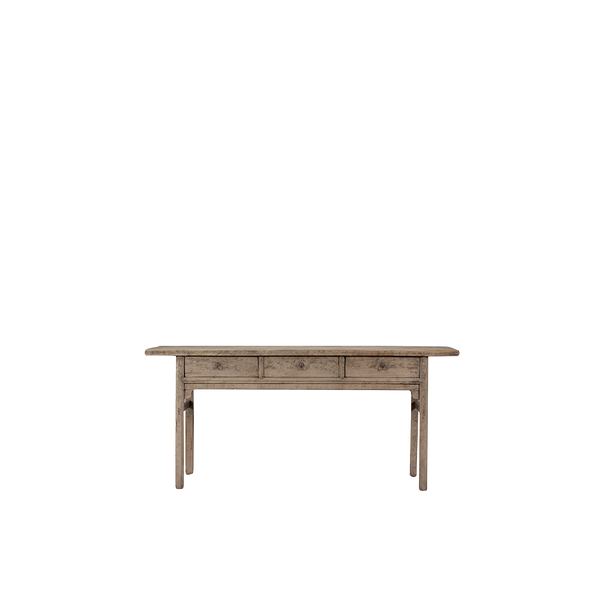 Consola oriental con cajones Heritage Antique, acabado envejecido y tapa de madera