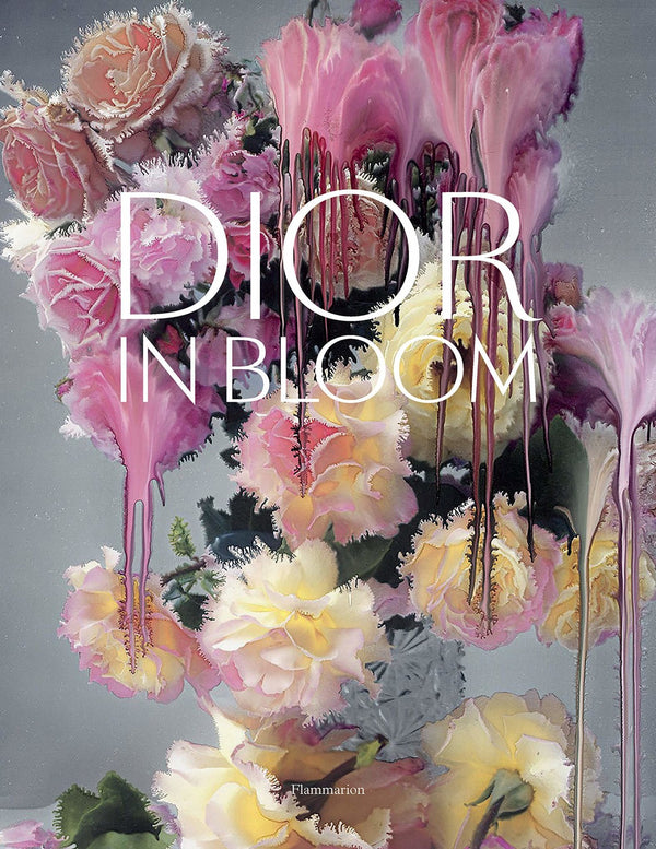 Caja de perfume Dior en flor con ilustración floral rosa y amarilla y letras Dior