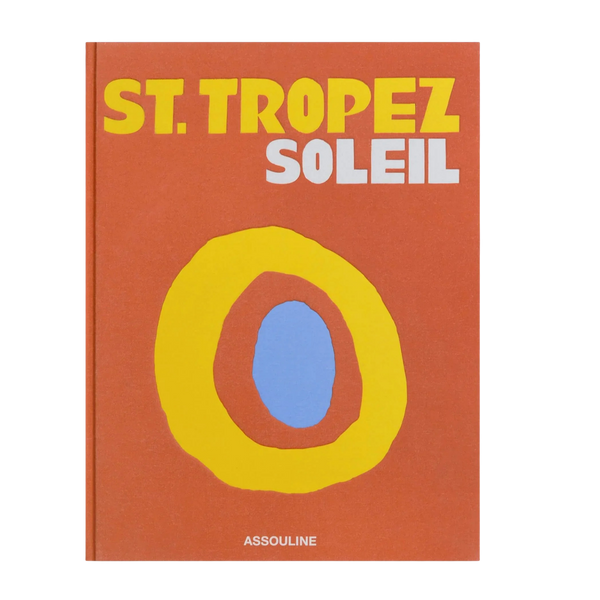 Libro St. Tropez Soleil, portada naranja con aro amarillo y texto Assouline