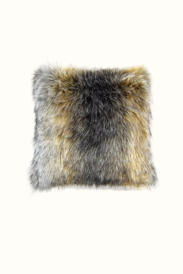 Cojín rectangular de piel sintética multicolor gris y beige, con borde esponjoso