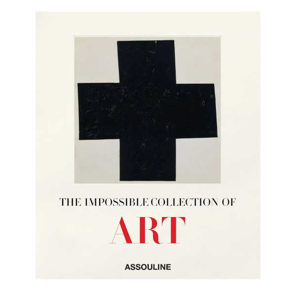 Portada del libro de arte con cruz negra sobre fondo crema y marca Assouline
