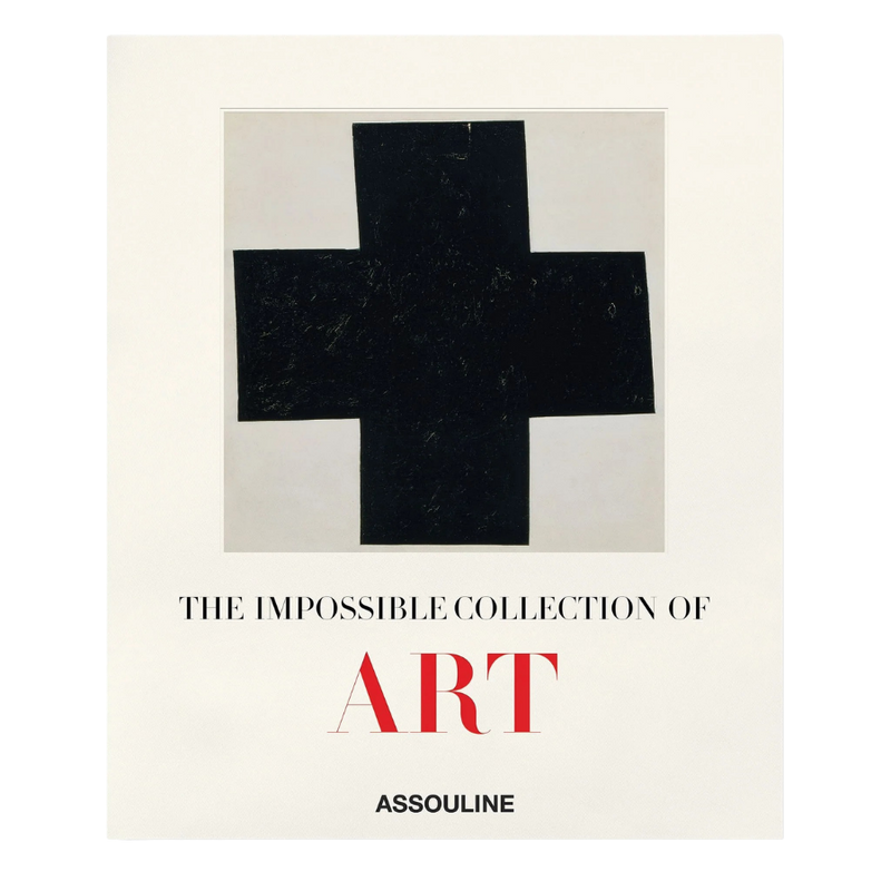 Portada del libro de arte con cruz negra sobre fondo crema y marca Assouline