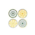 Set 4 platos llanos amarillo-verde Bazaar