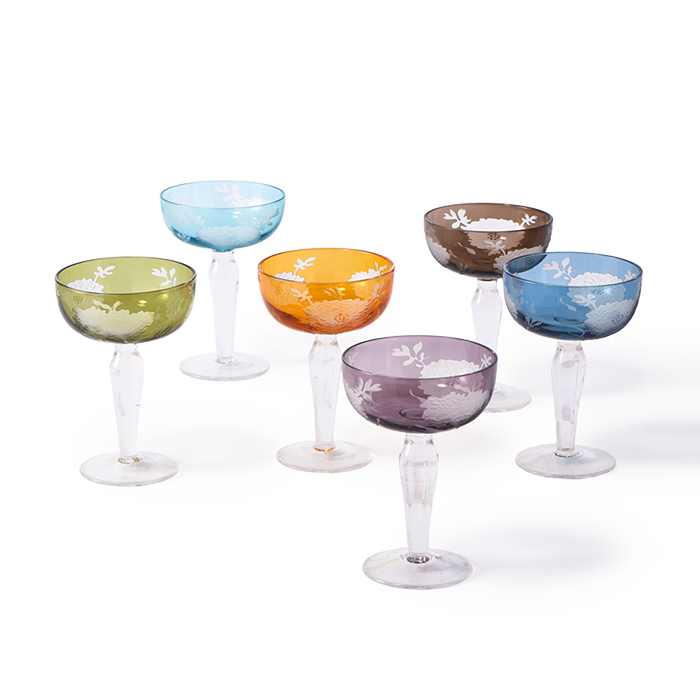 S/6 COPAS CHAMPAGNE PEONY MULTICOLOR