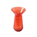 Jarrón de vidrio naranja de cuello largo, forma acampanada, con abertura circular