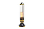 Lámpara de tubo Hyllie con vidrio transparente y base negra con detalles dorados