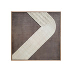 Cuadro de relieve Hanson: fondo marrón oscuro y forma diagonal ondulada en blanco