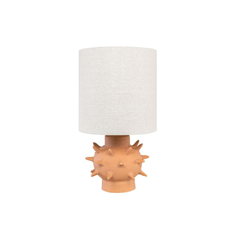 Lámpara de sobremesa de cerámica con base con puntas y pantalla crema clara