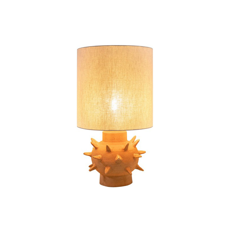 Lámpara de sobremesa de cerámica con base con puntas y pantalla beige