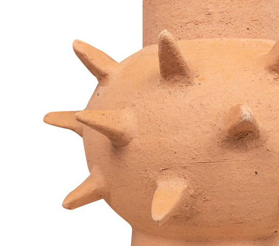 Base de lámpara de cerámica con puntas texturadas en tono terracota