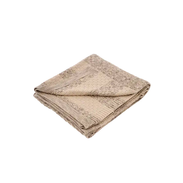 Plaid Mariella knit scarf, folded beige with check plaid pattern