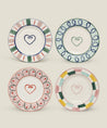 SET 4 HEART BREAD PLATES