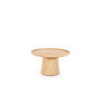 Mesa de centro redonda de roble clara con base cilíndrica central