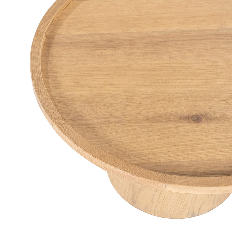 Borde circular de tablero de mesa de centro de roble con veta visible
