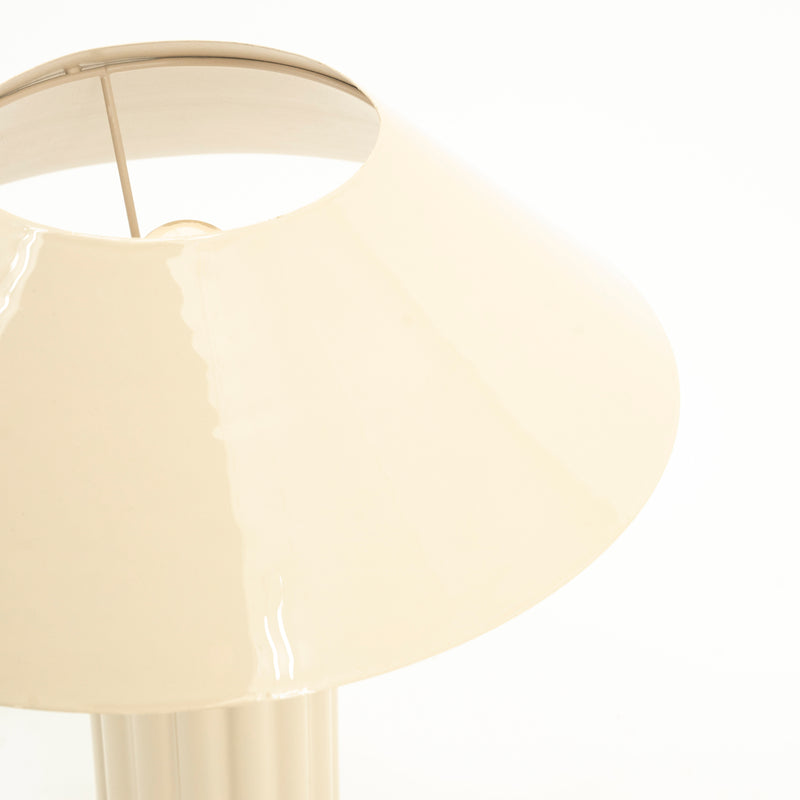 Lámpara Pallas beige con pantalla cónica translúcida y tubo central