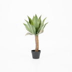 Planta artificial de agave con hojas verdes y maceta negra