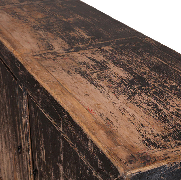 Encimera de aparador Heritage de madera maciza con vetas y acabado envejecido.