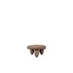 Mesa auxiliar redonda de madera, tablero circular y tres patas
