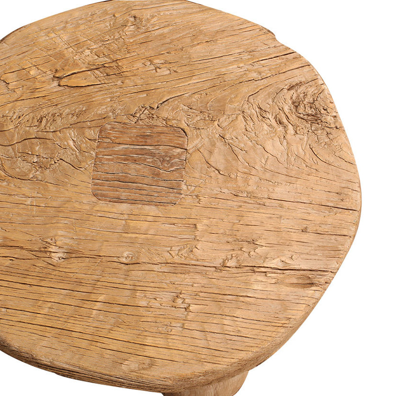 Mesita auxiliar Heritage de madera, vista de la tapa con vetas y textura