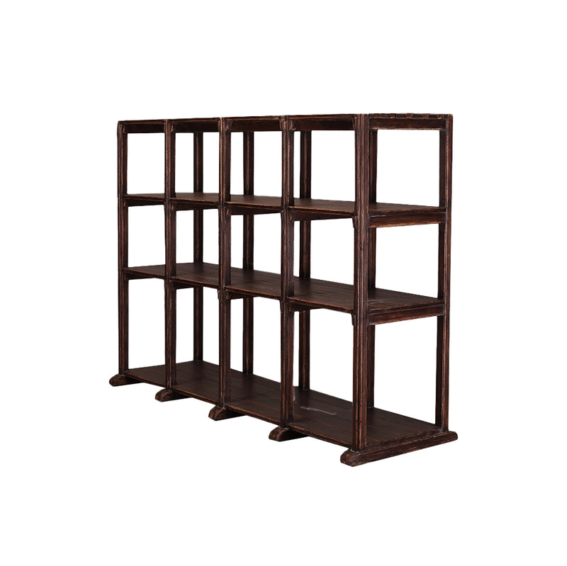 Librería de madera abierta Heritage, estantes escalonados en estructura de madera oscura