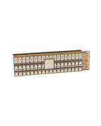 Caja alargada de cerillas Baobab Roma, con diseño arquitectónico y frisos dorados.