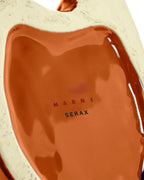 Base de jarrón de cerámica con marca MARANI SERAX, esmalte naranja brillante