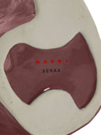 Base de jarrón de cerámica con búho, texto MARNI SERAX en rojo