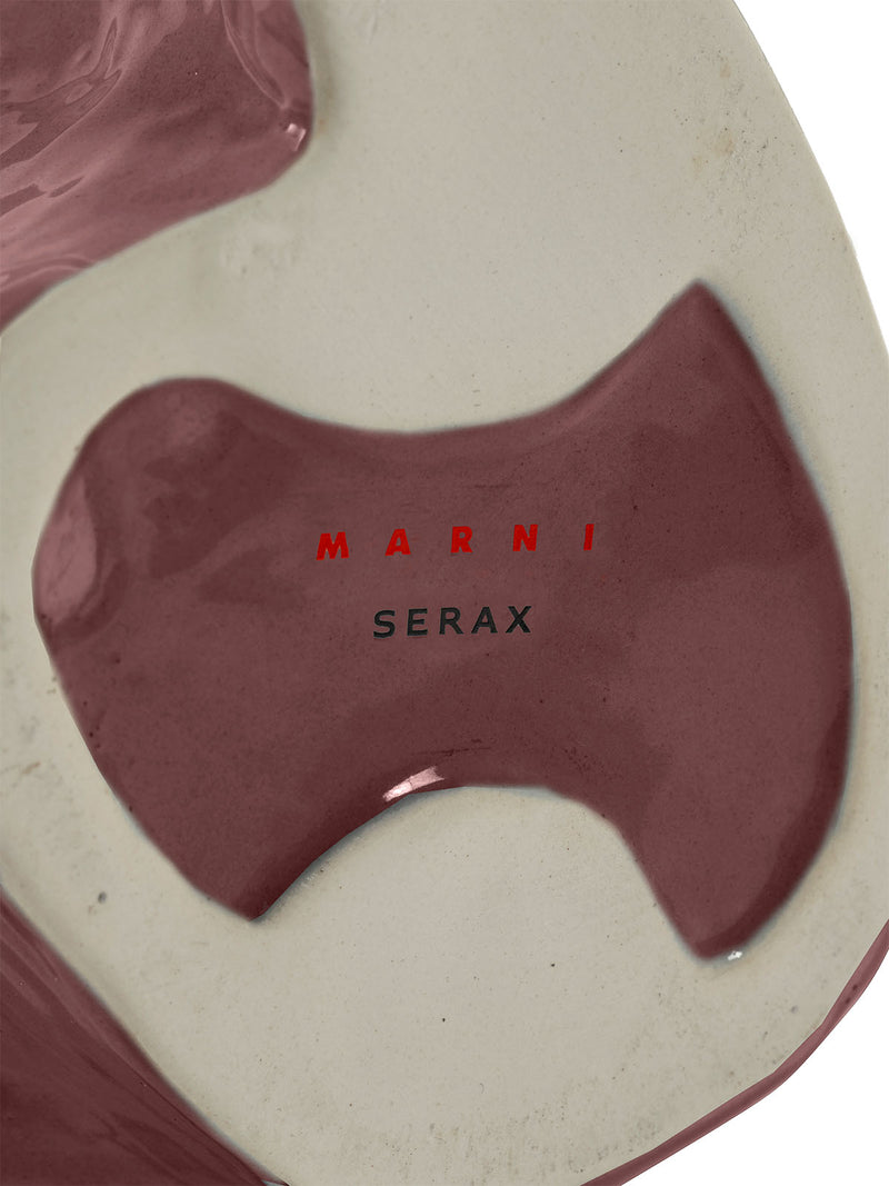 Base de jarrón de cerámica con búho, texto MARNI SERAX en rojo