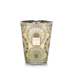Vela en vaso de vidrio con estampado mandala y etiqueta Baobab, sin llama