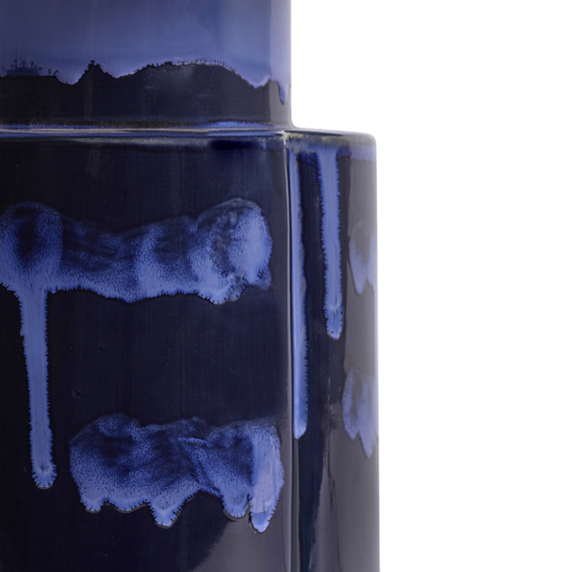 Base de cerámica azul brillante de la lámpara John con patrón de manchas