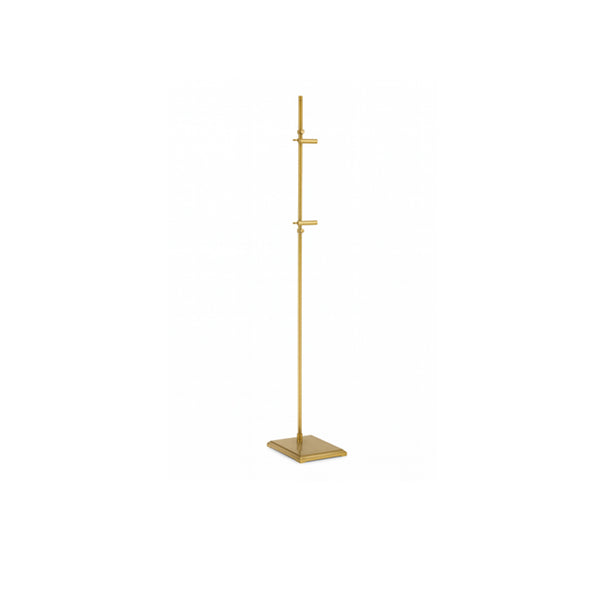 Caballete Bradley de metal dorado con base cuadrada y soporte vertical para cuadros