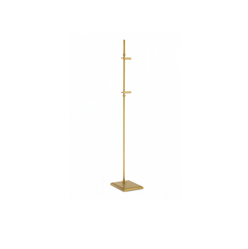 Caballete Bradley de metal dorado con base cuadrada y soporte vertical para cuadros