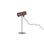Lámpara de sobremesa metálica flexible marrón con cable y cabezal cilíndrico