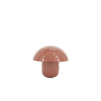 Lámpara con pantalla tipo hongo y base cilíndrica, color coral brillante