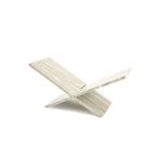 Soporte para libro de mármol crema en forma de X, superficie superior biselada