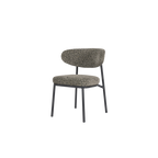 Silla Jari con respaldo ovalado tapizado gris jaspeado y patas metálicas negras