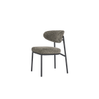 Silla Jari tapizada gris jaspeado con respaldo alto y patas metálicas negras