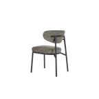 Silla Jari tapizada gris jaspeado con respaldo alto y patas metálicas negras
