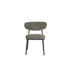Silla Jari con asiento y respaldo redondeados gris jaspeado, patas metálicas negras