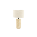 Lámpara de travertino con pantalla de lino color crema