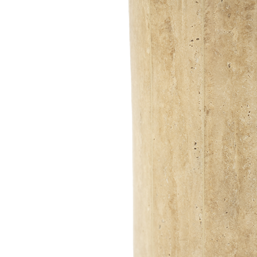 Base cilíndrica de travertino con textura y vetas naturales de la lámpara