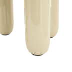 Pata cilíndrica beige pulida de mesa de centro, con base redondeada