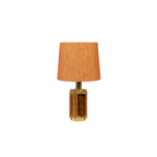 Lámpara de sobremesa Brik con pantalla de tela color ocre