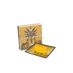 Caja decorativa con jabón amarillo Ortigia Zagara, tapa abierta