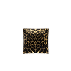 Plato de cristal Leopardo Ortigia con patrón de leopardo dorado y negro