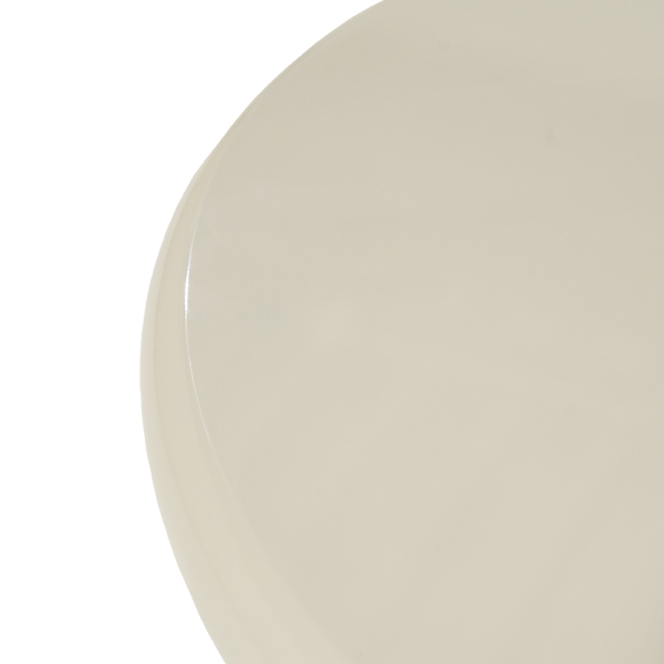 Tapa redonda blanca brillante de mesa de centro, borde curvo liso