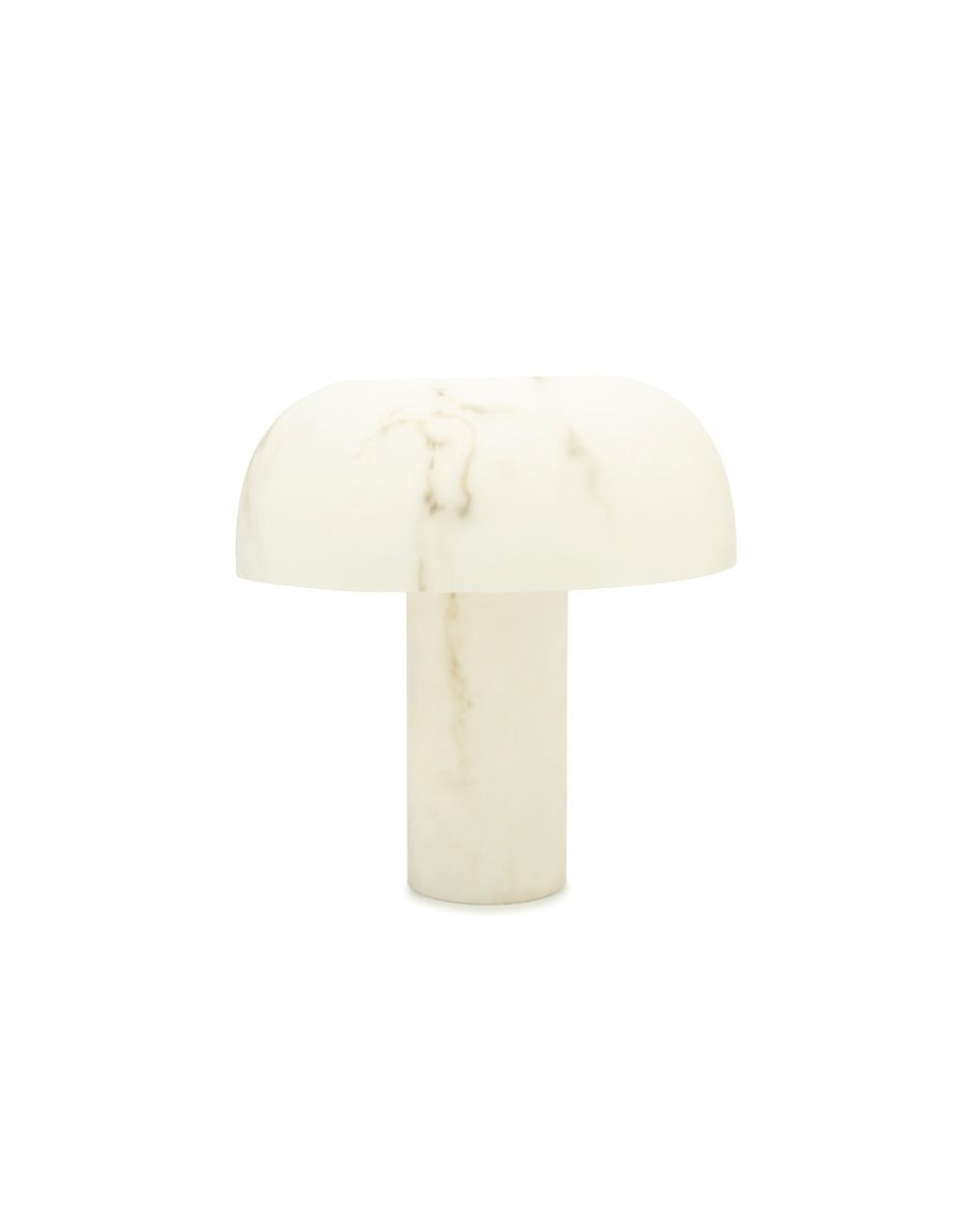 Lámpara de sobremesa Glowstone con base cilíndrica y pantalla blanca marmoleada